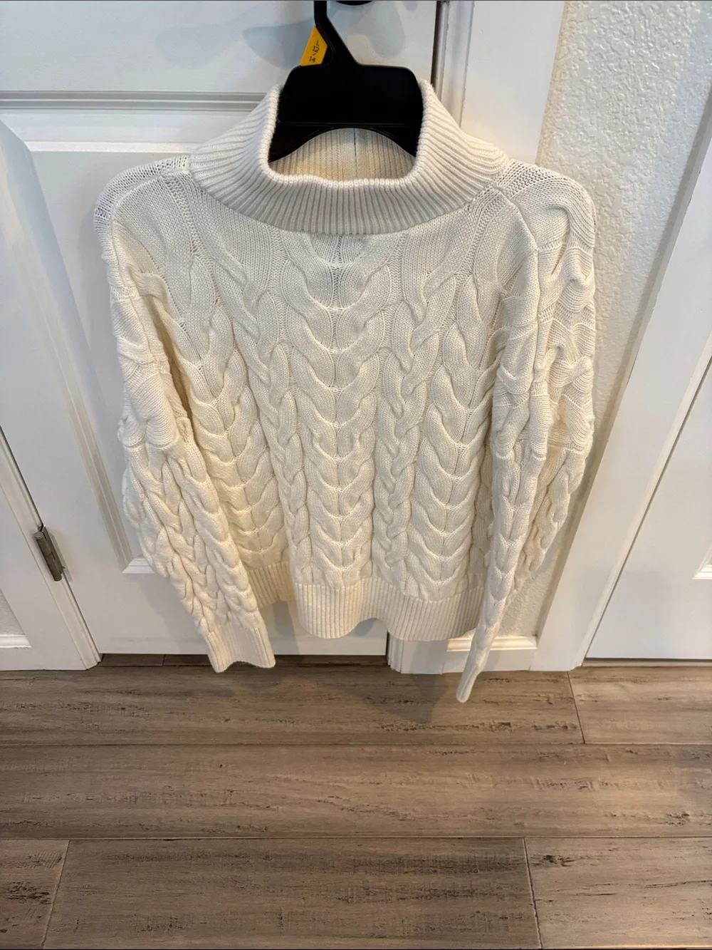 Lands' End Cream Cable-Knit Half-Zip Turtleneck Sweater